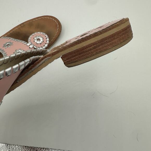 Jack Rogers Pink And Silver Leather Sandals Sz 7M USA HandMade - Picture 10 of 14